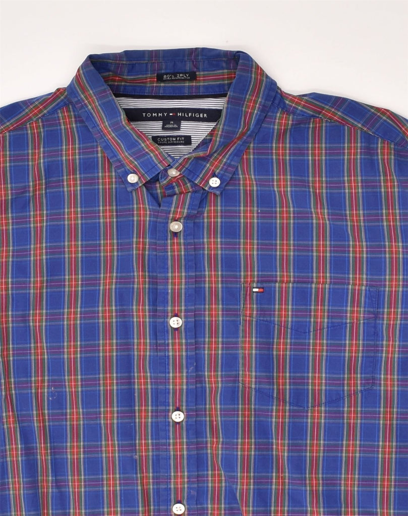 TOMMY HILFIGER Mens Custom Fit Shirt Medium Blue Check Cotton | Vintage Tommy Hilfiger | Thrift | Second-Hand Tommy Hilfiger | Used Clothing | Messina Hembry 