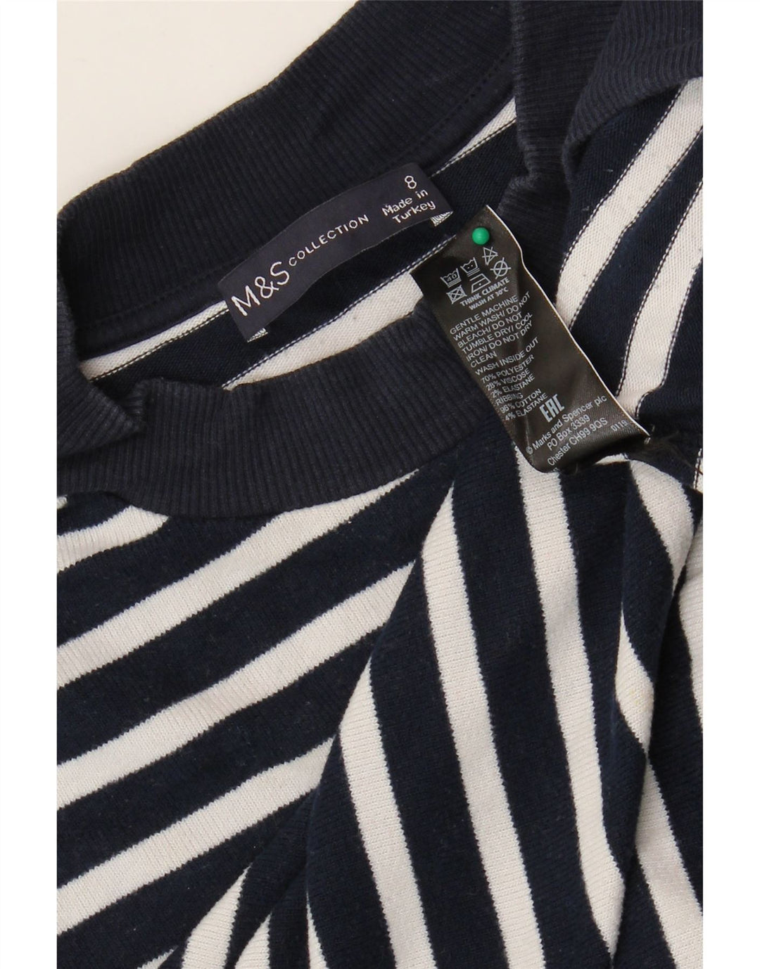 Marks & Spencer Womens Boat Neck Jumper Sweater UK 8 Small Navy Blue