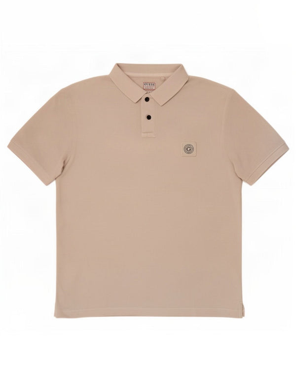 Guess Mens Slim Fit Polo Shirt UK 36 Small Beige Cotton