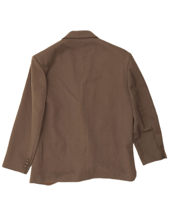 Vintage Mens Double Breasted Blazer Jacket IT 52 XL Brown Polyester