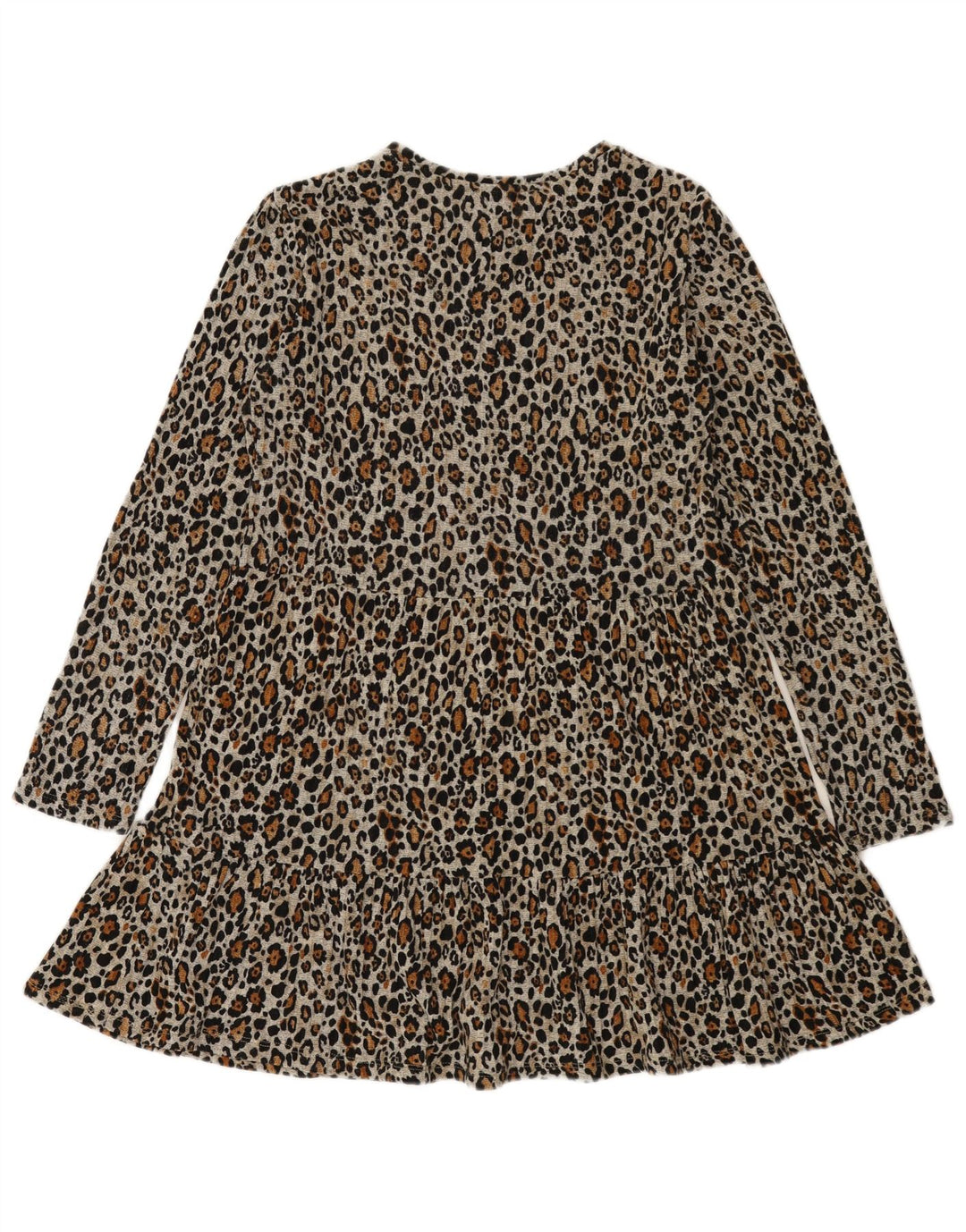 Zara Womens Long Sleeve A-Line Dress UK 12 Medium Grey Animal Print