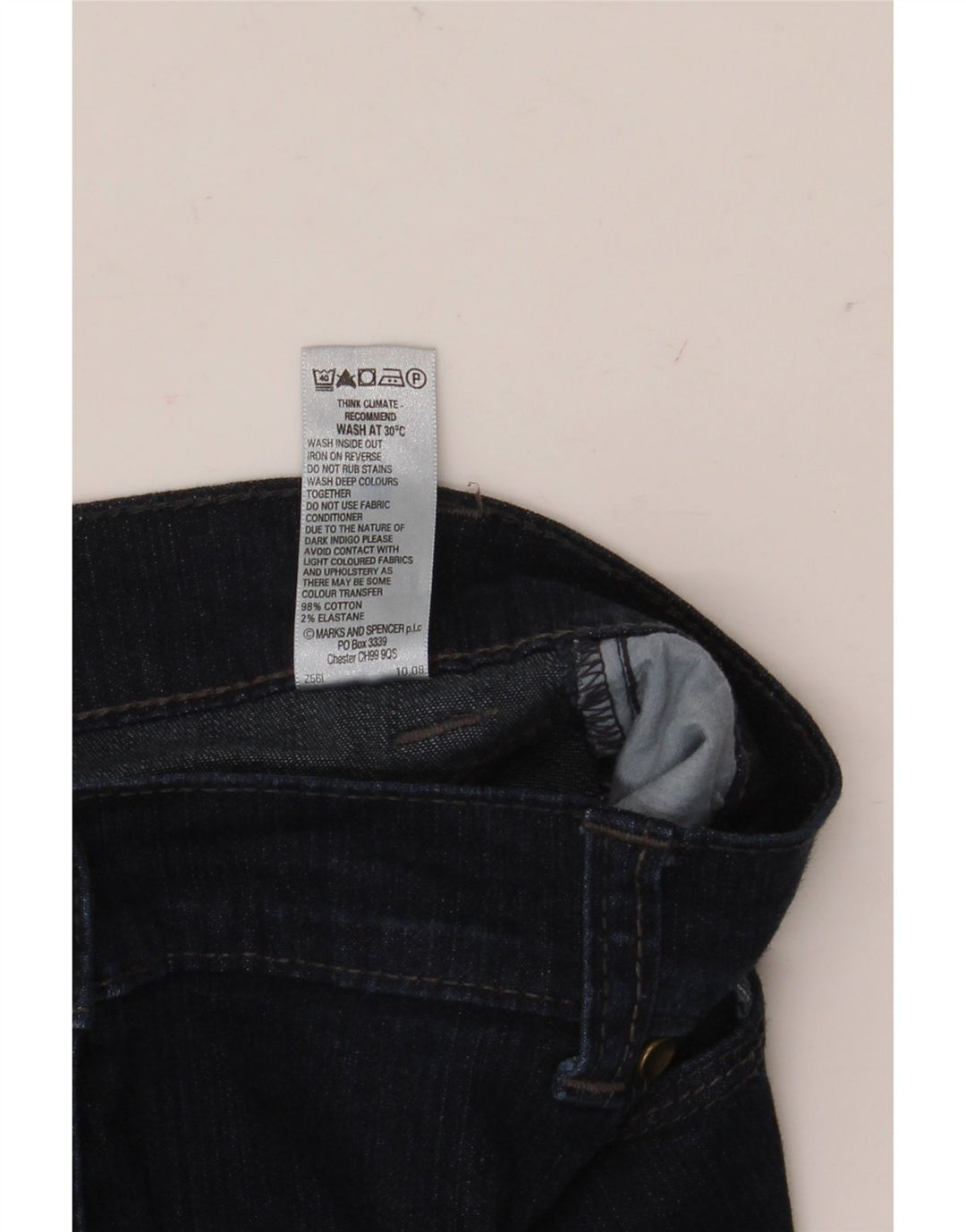 Marks & Spencer Womens Bootcut Jeans UK 16 Large W32 L30 Navy Blue Cotton