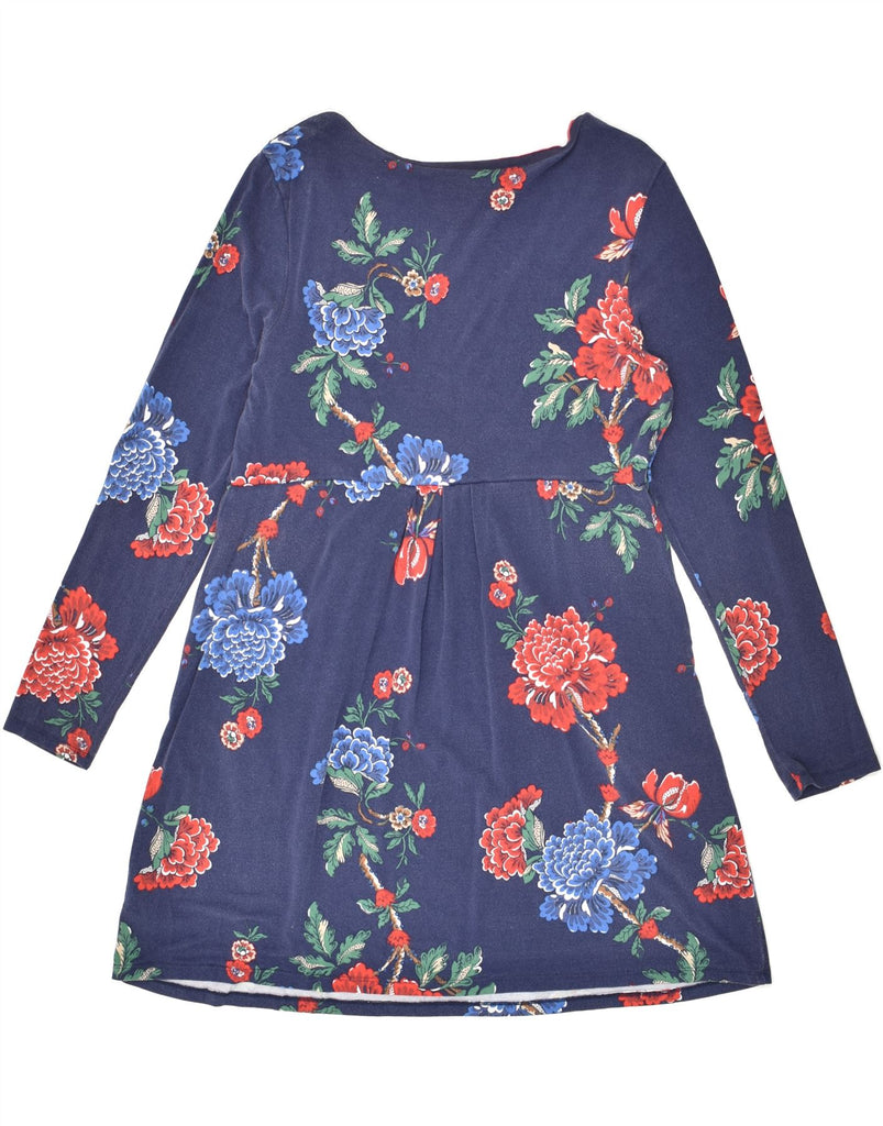 JOULES Womens Long Sleeve Basic Dress UK 16 Large Navy Blue Floral Viscose | Vintage Joules | Thrift | Second-Hand Joules | Used Clothing | Messina Hembry 