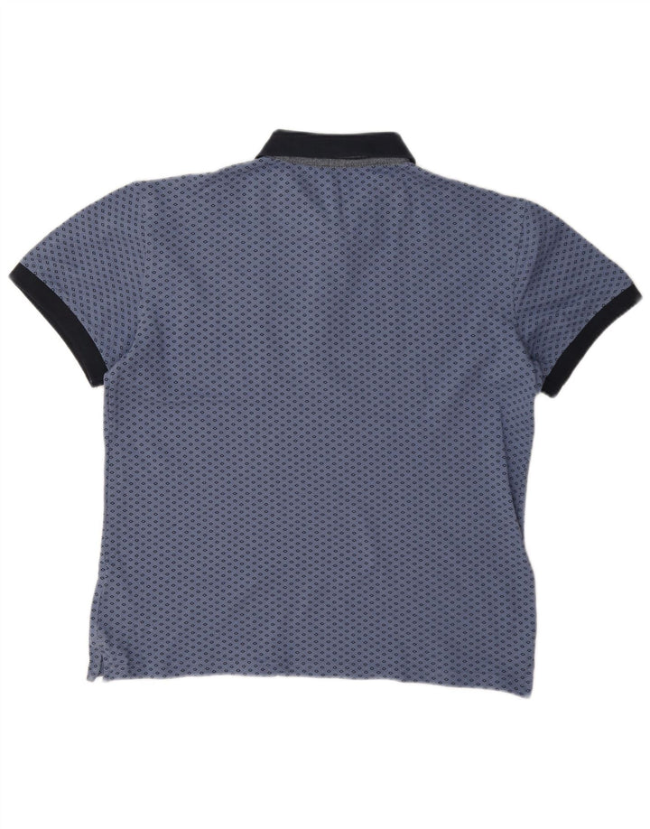 Gas Mens Polo Shirt Large Blue Geometric Cotton