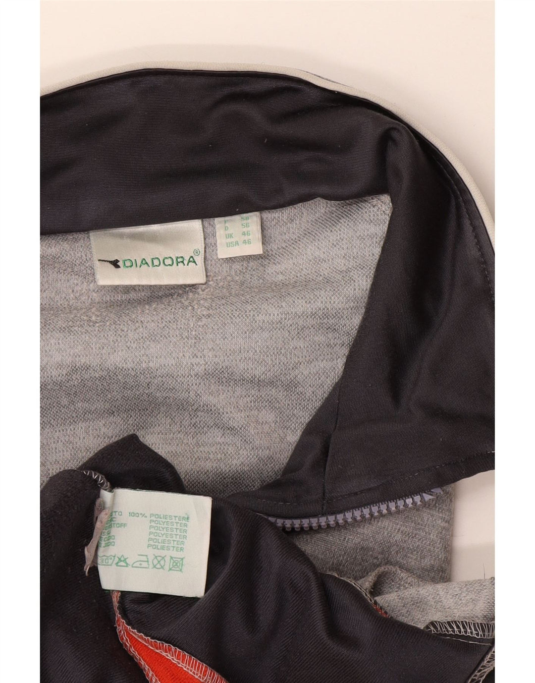 Diadora Mens Tracksuit Top Jacket UK 46 XL Grey Colourblock Polyester