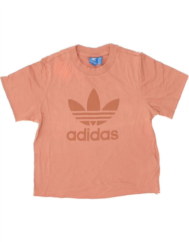 ADIDAS Womens Graphic T-Shirt Top UK 8 Small Orange Cotton | Vintage Adidas | Thrift | Second-Hand Adidas | Used Clothing | Messina Hembry 