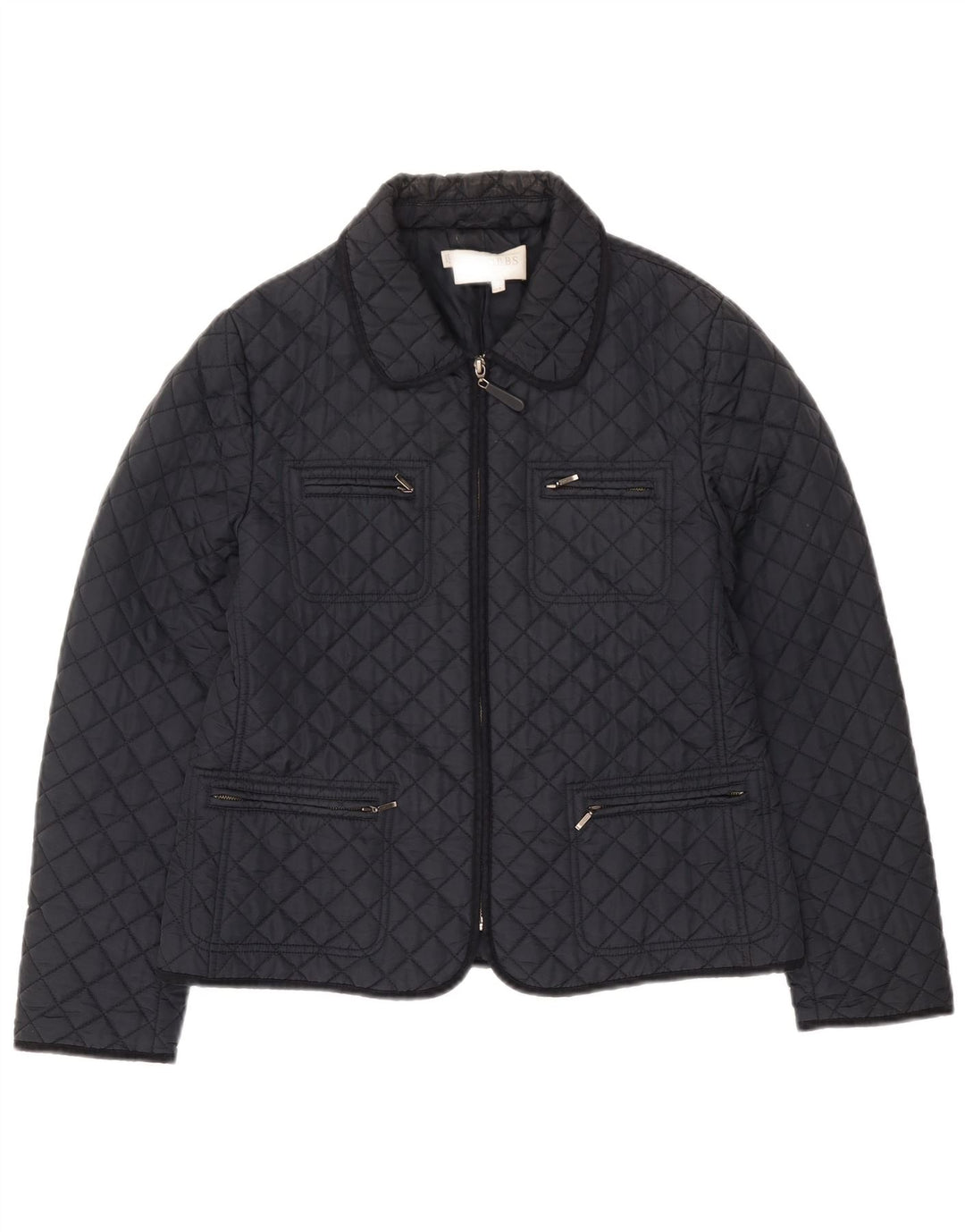 Hobbs Womens Quilted Jacket UK 12 Medium Navy Blue Polyamide