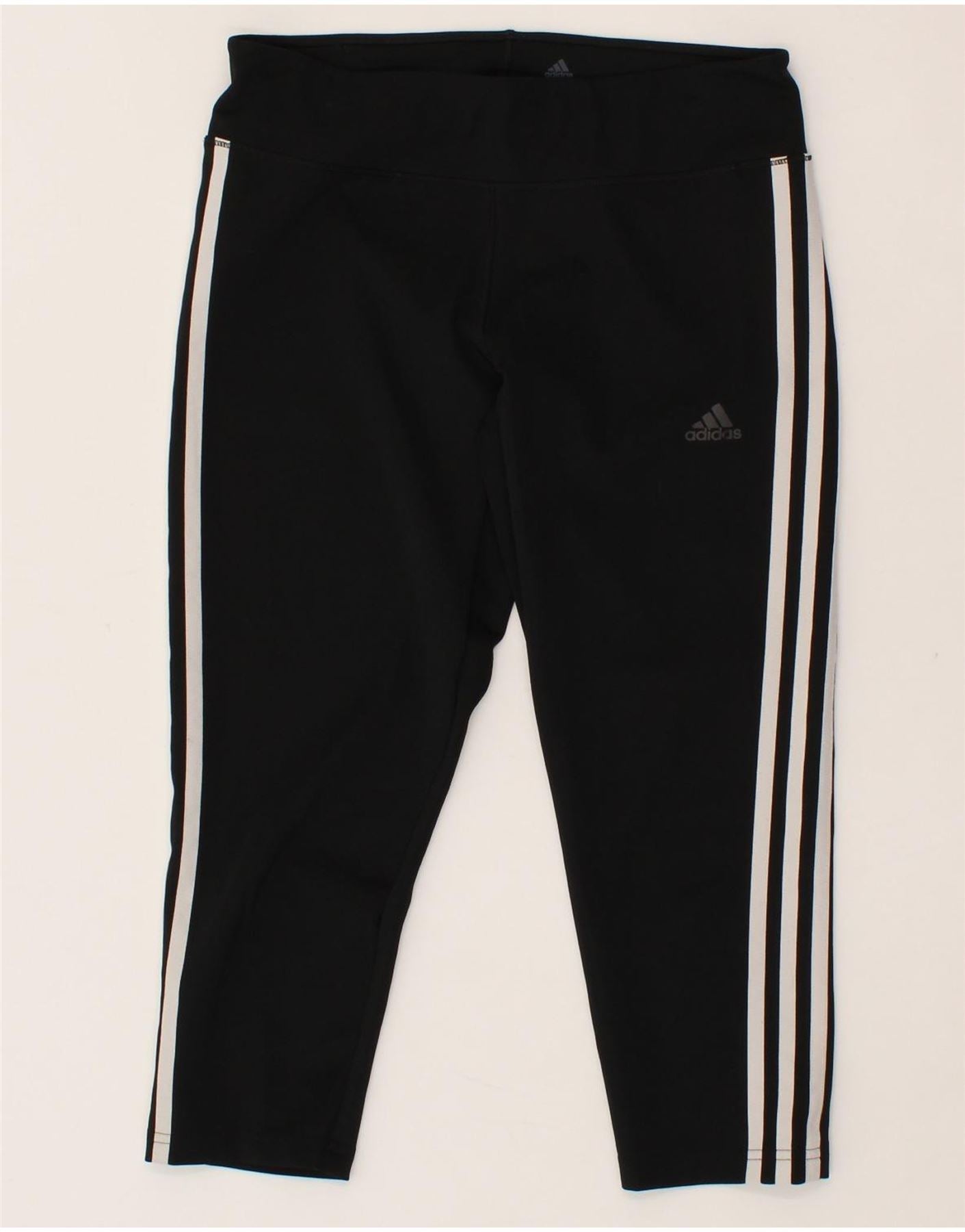 ADIDAS Womens Climalite Capri Leggings UK 12 14 Medium Black Vintage Second Hand Clothing Online Messina Hembry