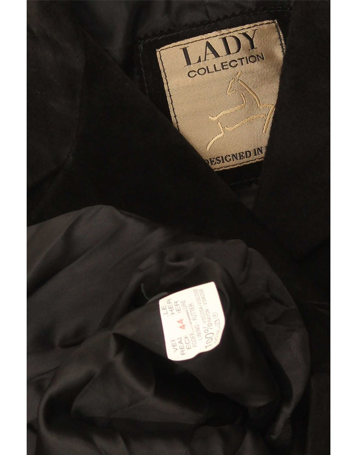 Vintage Womens Suede Jacket IT 44 Medium Black Leather