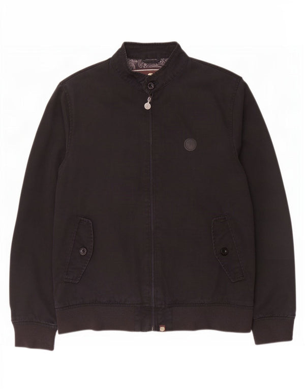 Pretty Green Mens Bomber Jacket UK 40 Large Black Cotton