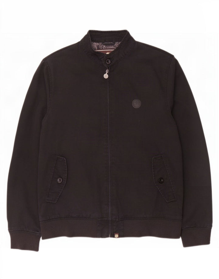 Pretty Green Mens Bomber Jacket UK 40 Large Black Cotton