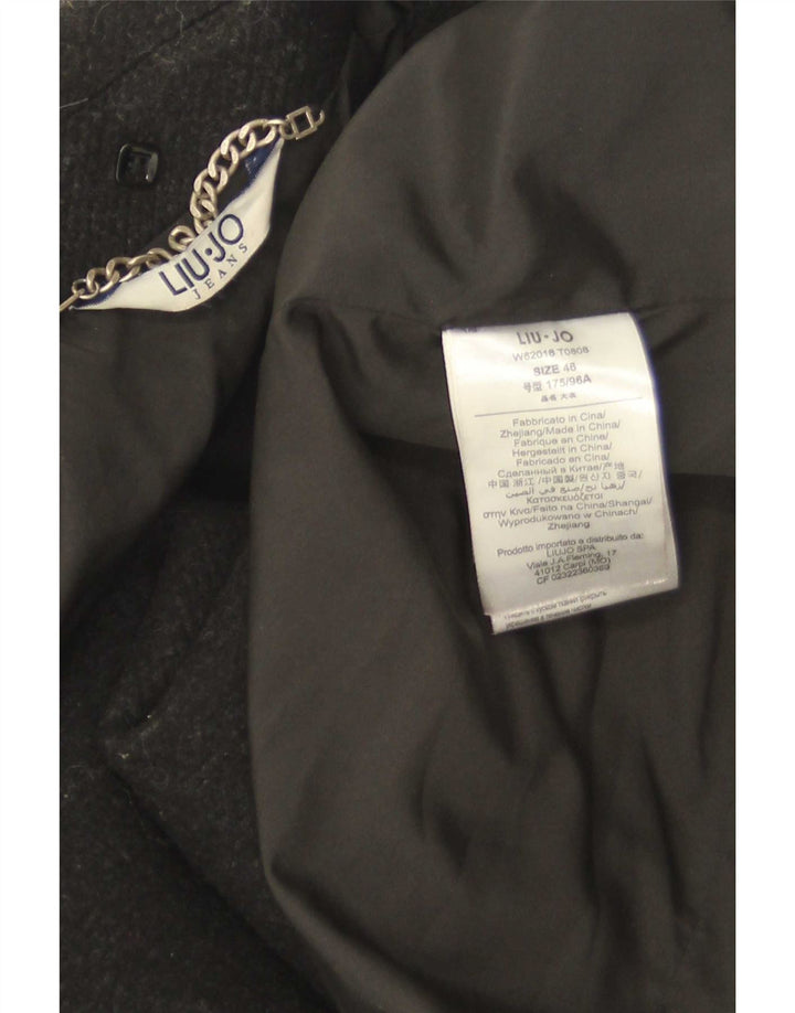 Liu Jo Mens Double Breasted Coat IT 46 Small Black Wool