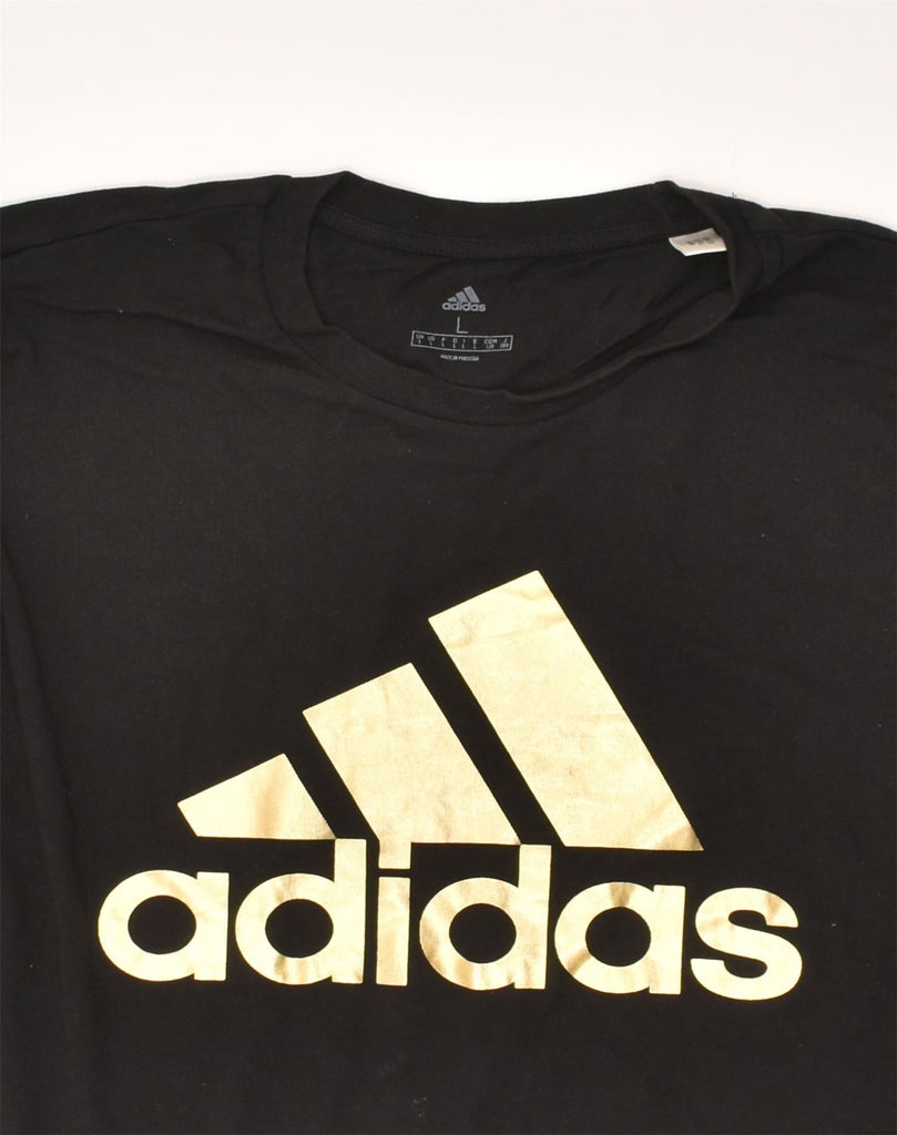 ADIDAS Mens Slim Graphic T-Shirt Top Large Black Cotton | Vintage Adidas | Thrift | Second-Hand Adidas | Used Clothing | Messina Hembry 