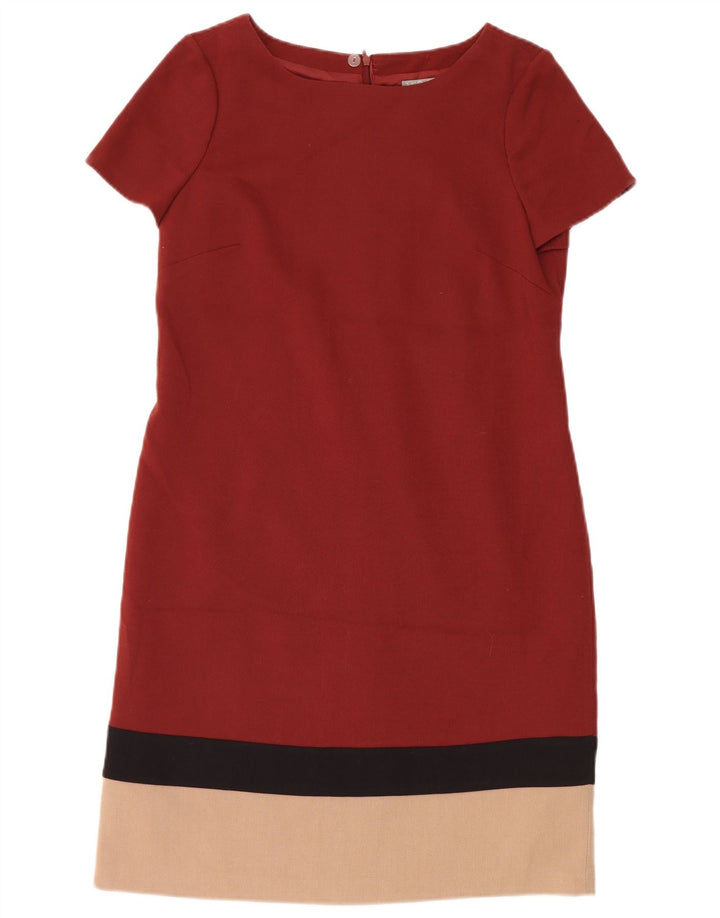 Marks & Spencer Womens Shift Dress UK 12 Medium Red Colourblock Polyester