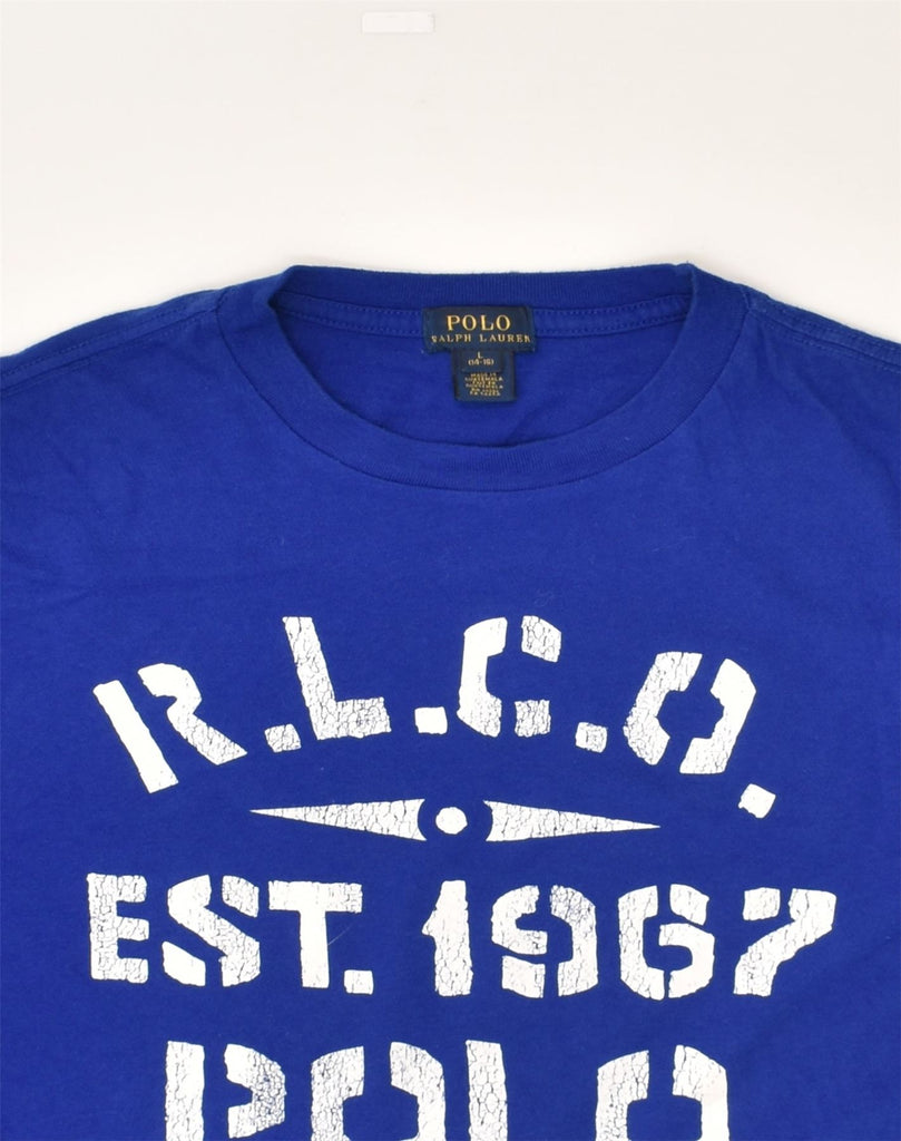 POLO RALPH LAUREN Boys Graphic Top Long Sleeve 14-15 Years Large  Blue | Vintage Polo Ralph Lauren | Thrift | Second-Hand Polo Ralph Lauren | Used Clothing | Messina Hembry 