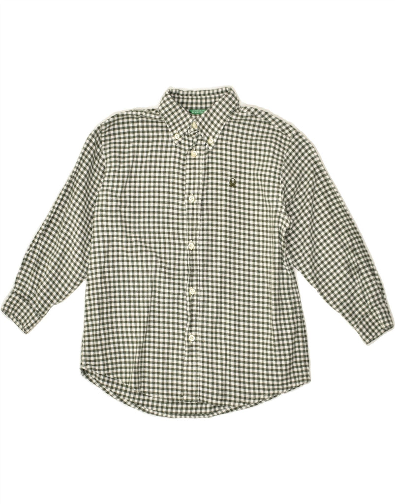 UNITED COLORS OF BENETTON Boys Flannel Shirt 8-9 Years Grey Check | Vintage United Colors of Benetton | Thrift | Second-Hand United Colors of Benetton | Used Clothing | Messina Hembry 