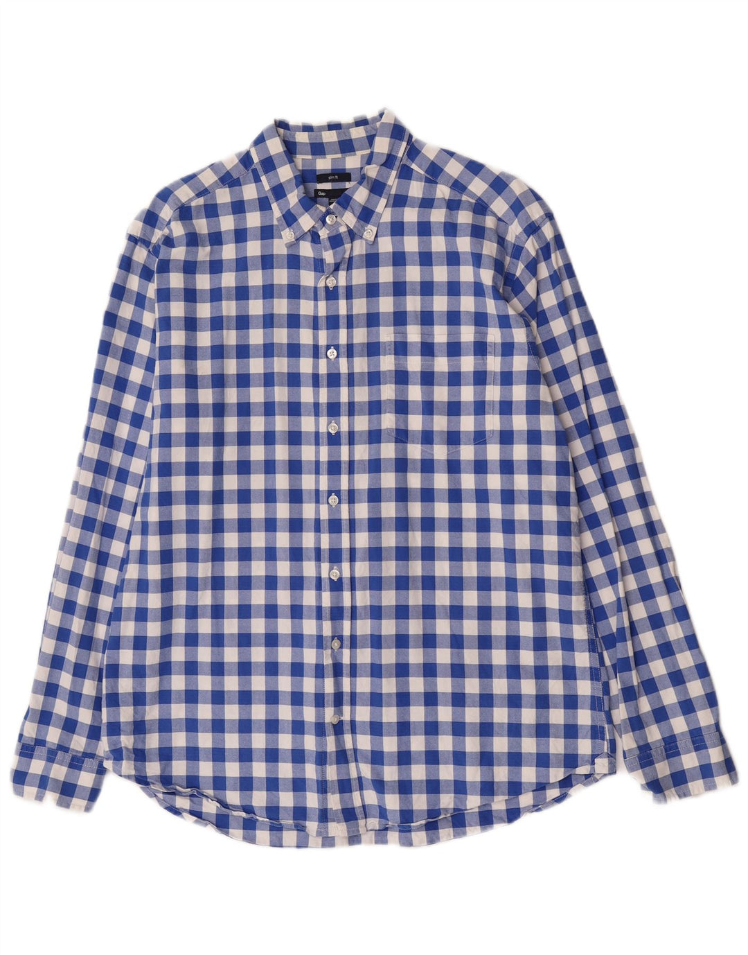 Gap Mens Slim Fit Shirt XL Blue Gingham Cotton