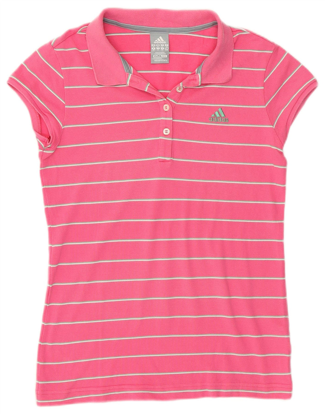 ADIDAS Womens Clima 365 Polo Shirt UK 14 Medium Pink Striped