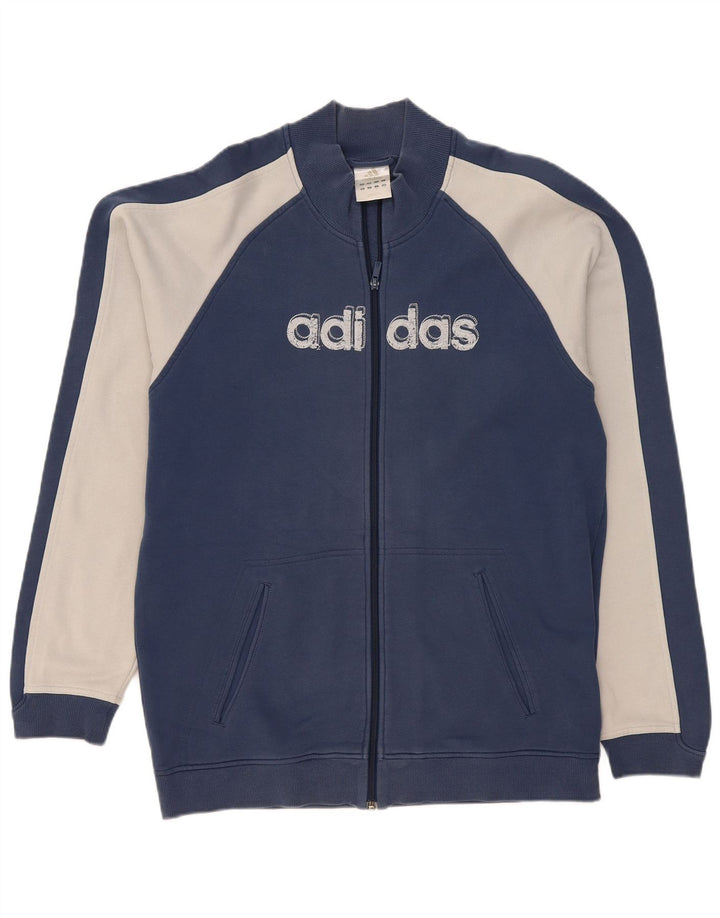 Adidas Mens Graphic Tracksuit Top Jacket Large Navy Blue Colourblock Cotton