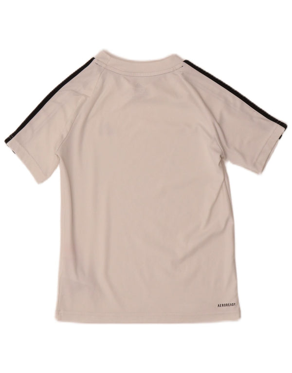 Adidas Boys Aeroready T-Shirt Top 9-10 Years White Polyester