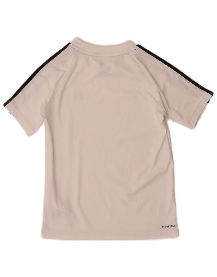 Adidas Boys Aeroready T-Shirt Top 9-10 Years White Polyester