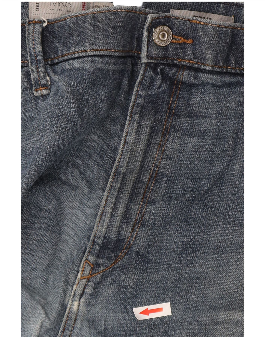Marks & Spencer Mens Regular Fit Straight Jeans W38 L33 Blue Cotton