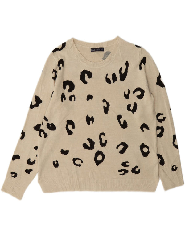 Marks & Spencer Womens Boat Neck Jumper Sweater UK 16 Large Beige