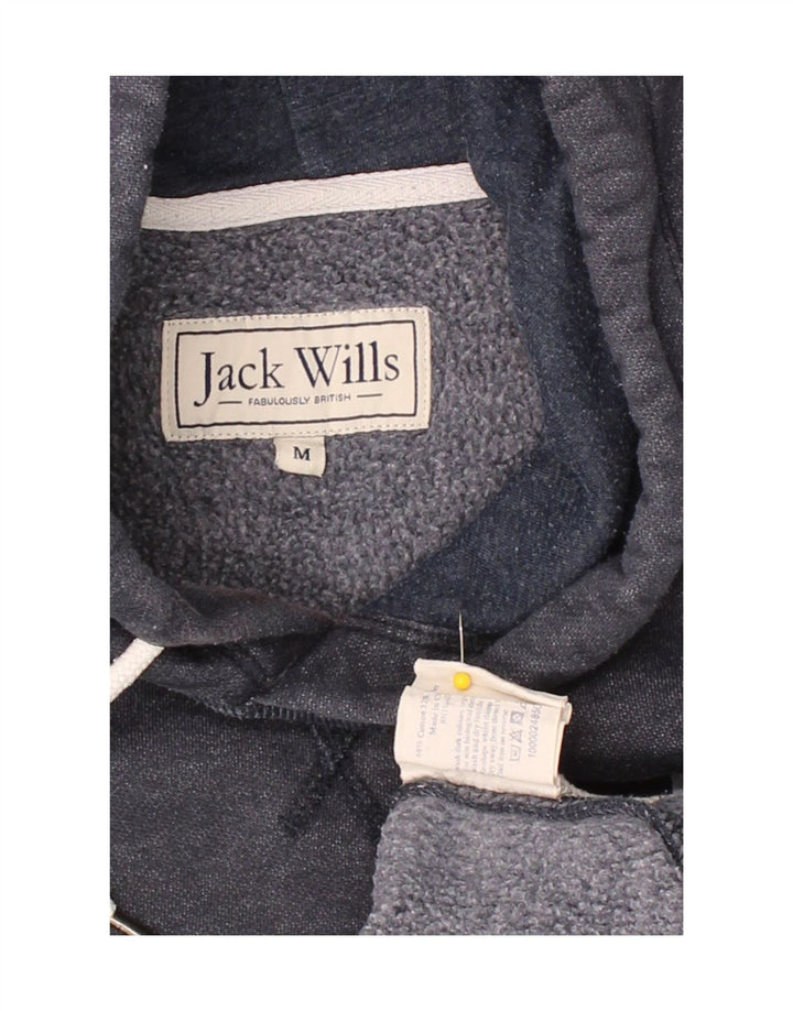 JACK WILLS Mens Graphic Hoodie Jumper Medium Navy Blue Cotton Vintage Jack Wills and Second-Hand Jack Wills from Messina Hembry 