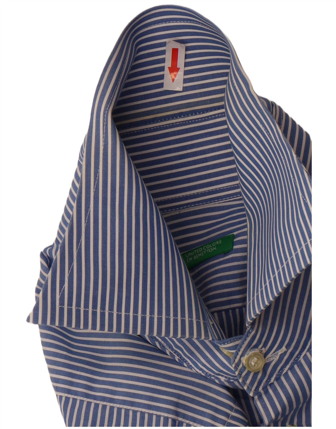BENETTON Mens Shirt Medium Blue Striped Cotton