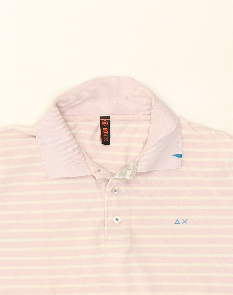 SUN68 Mens Polo Shirt XL Pink Striped Cotton | Vintage Sun68 | Thrift | Second-Hand Sun68 | Used Clothing | Messina Hembry 