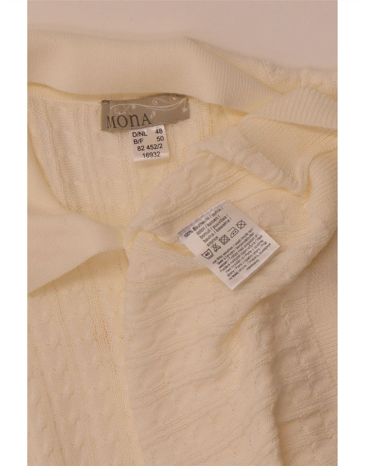 MONA Womens Short Sleeve Polo Neck Jumper Sweater EU 48 2XL Off White