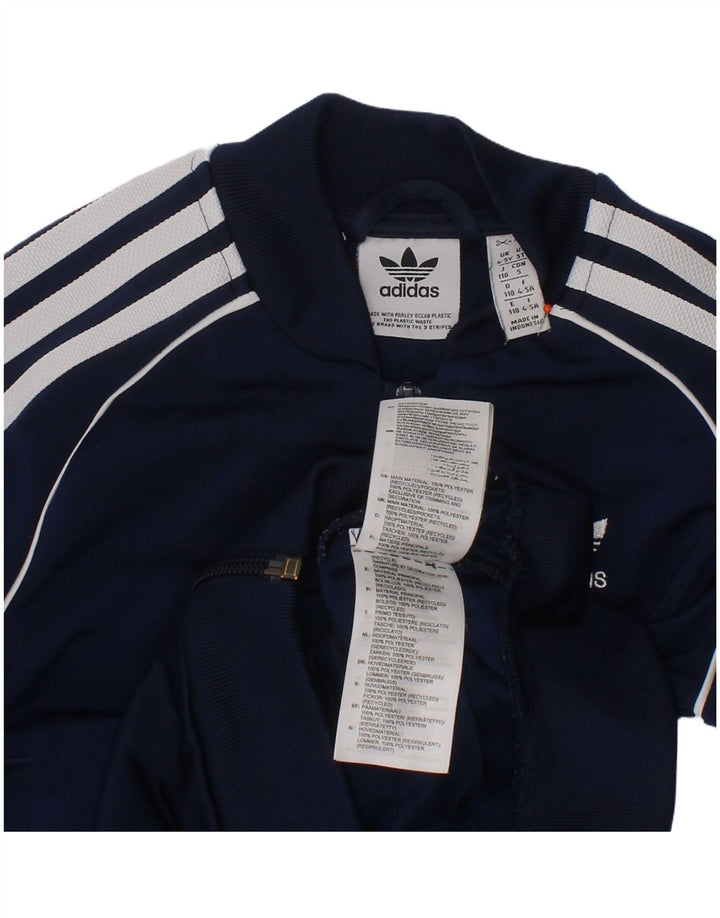 Adidas Boys Tracksuit Top Jacket 4-5 Years Navy Blue Polyester