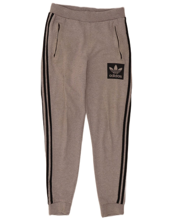Adidas Mens Graphic Tracksuit Trousers Joggers XS Grey Cotton