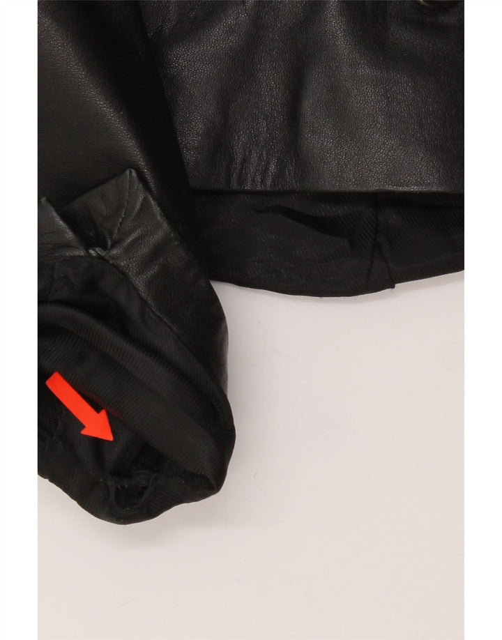 Vintage Womens 3 Button Leather Blazer Jacket IT 48 XL Black Leather