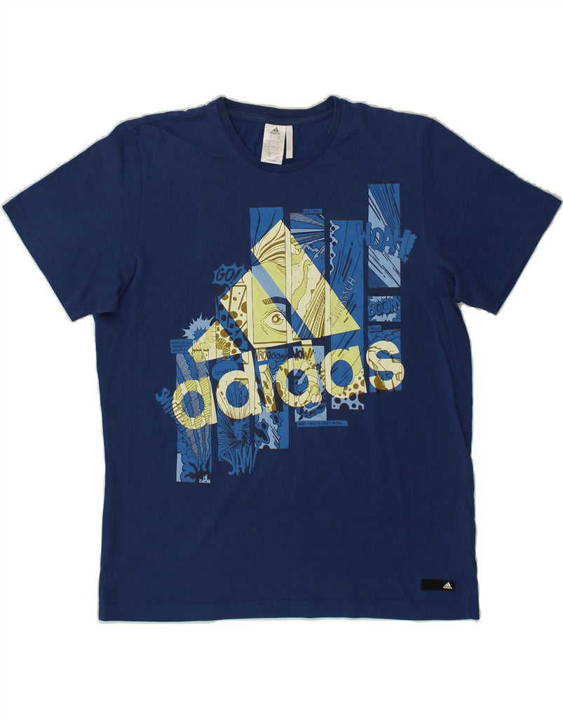 ADIDAS Mens Climalite Graphic T-Shirt Top Large Navy Blue Cotton | Vintage Adidas | Thrift | Second-Hand Adidas | Used Clothing | Messina Hembry 