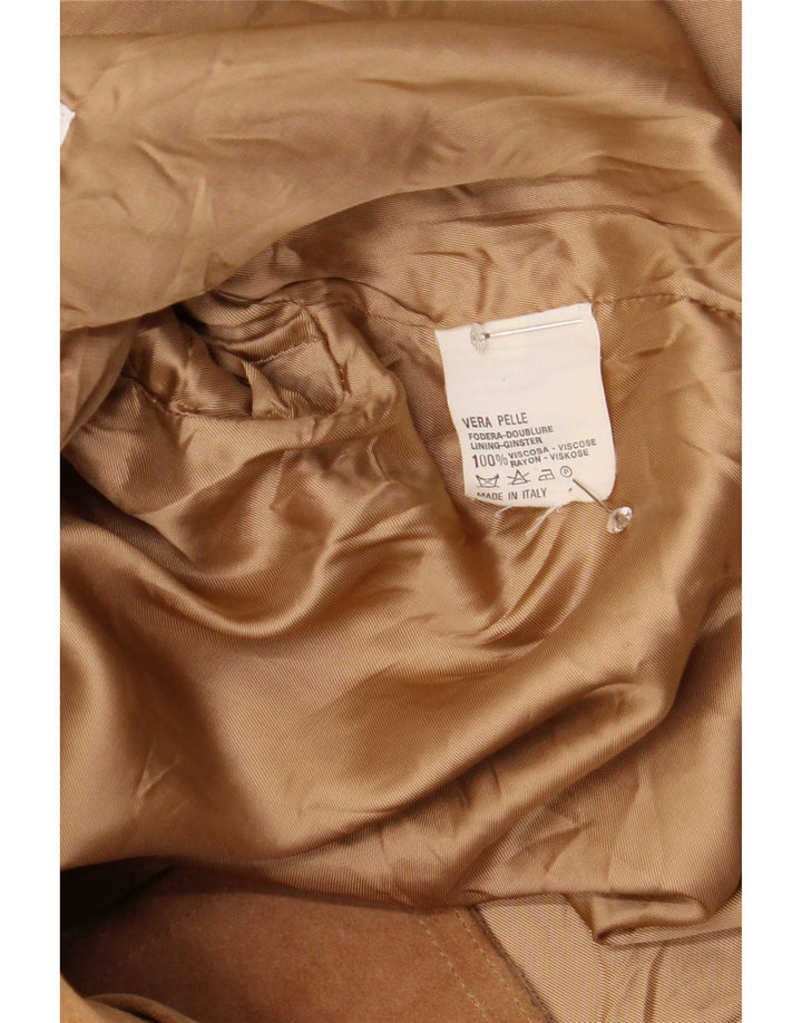 Vintage Womens Oversized Suede Overcoat IT 42 Medium Beige Leather
