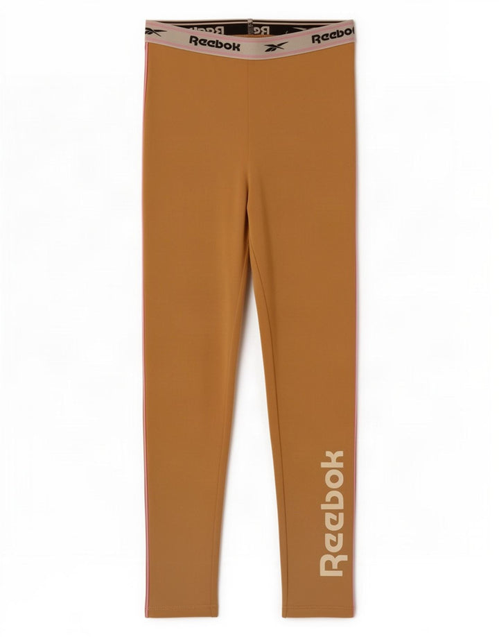 Reebok Girls Graphic Leggings 8-9 Years Beige Colourblock Polyester