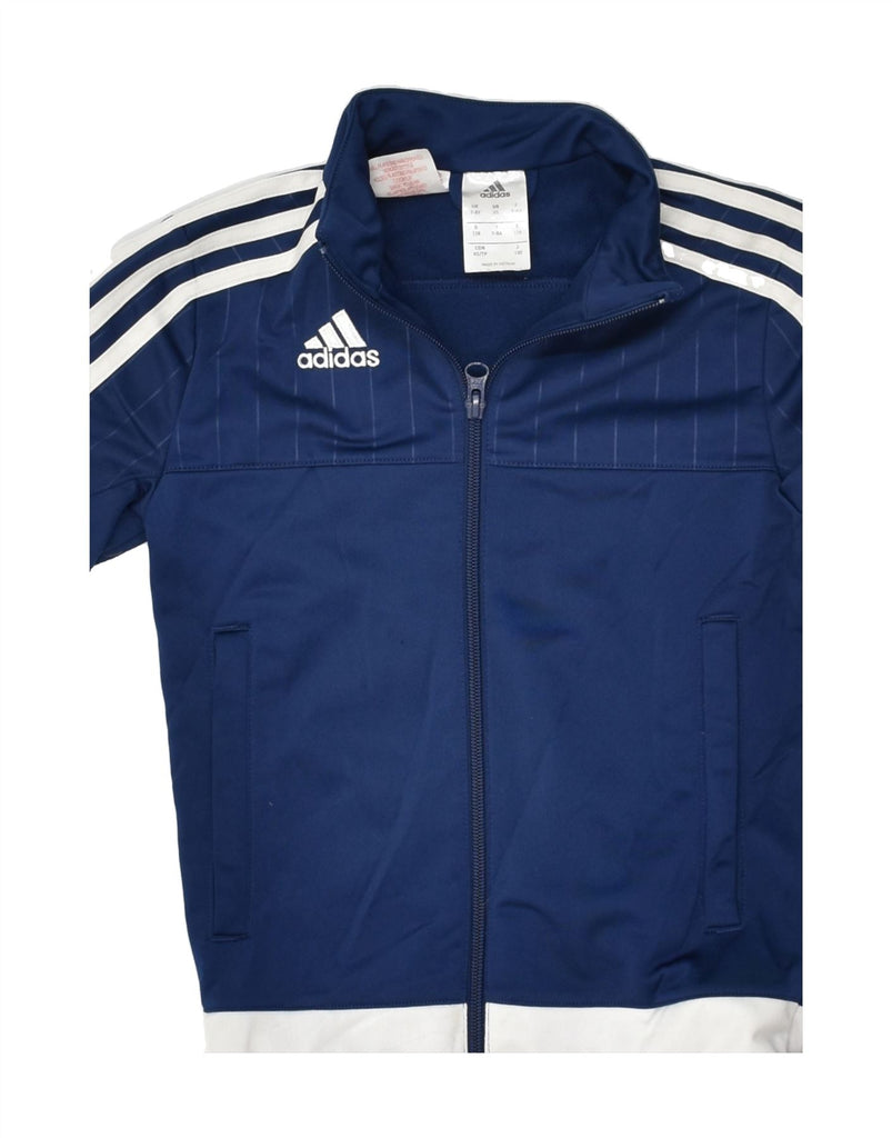 ADIDAS Boys Tracksuit Top Jacket 7-8 Years Navy Blue Polyester | Vintage Adidas | Thrift | Second-Hand Adidas | Used Clothing | Messina Hembry 