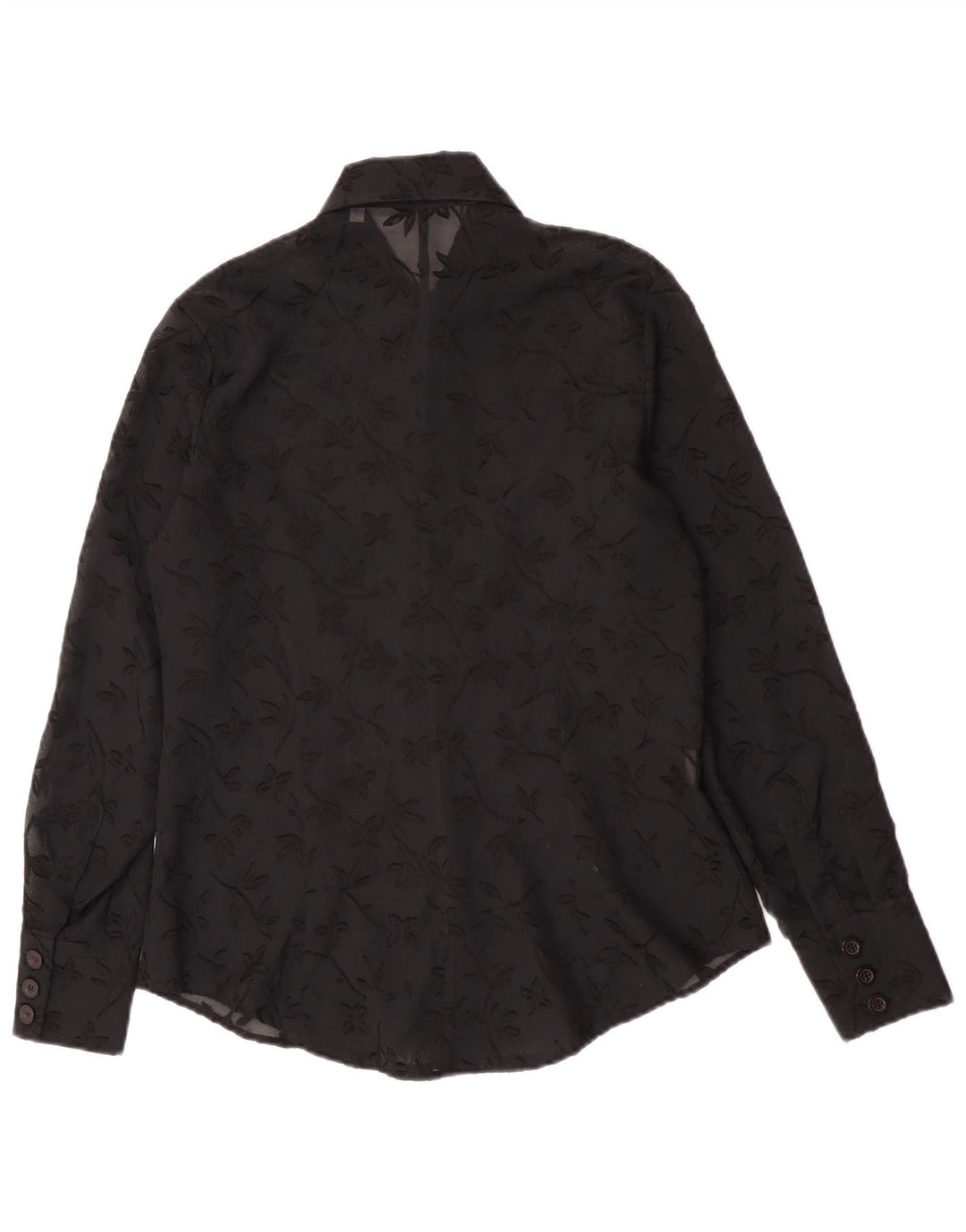 Vintage Womens See Through Shirt Blouse IT 44 Medium Black Floral Polyester