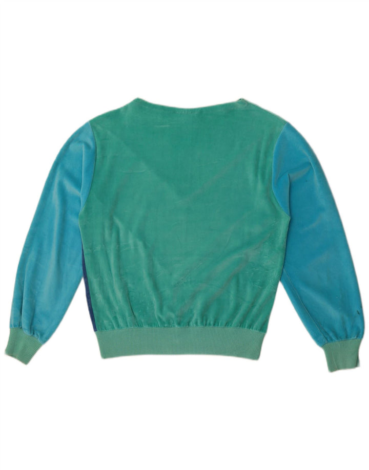 Codice Womens Velour Sweatshirt Jumper UK 12 Medium Blue Colourblock Cotton