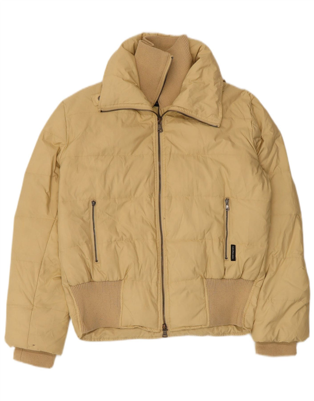 Calvin Klein Jeans Womens Padded Jacket UK 14 Medium Beige Polyester