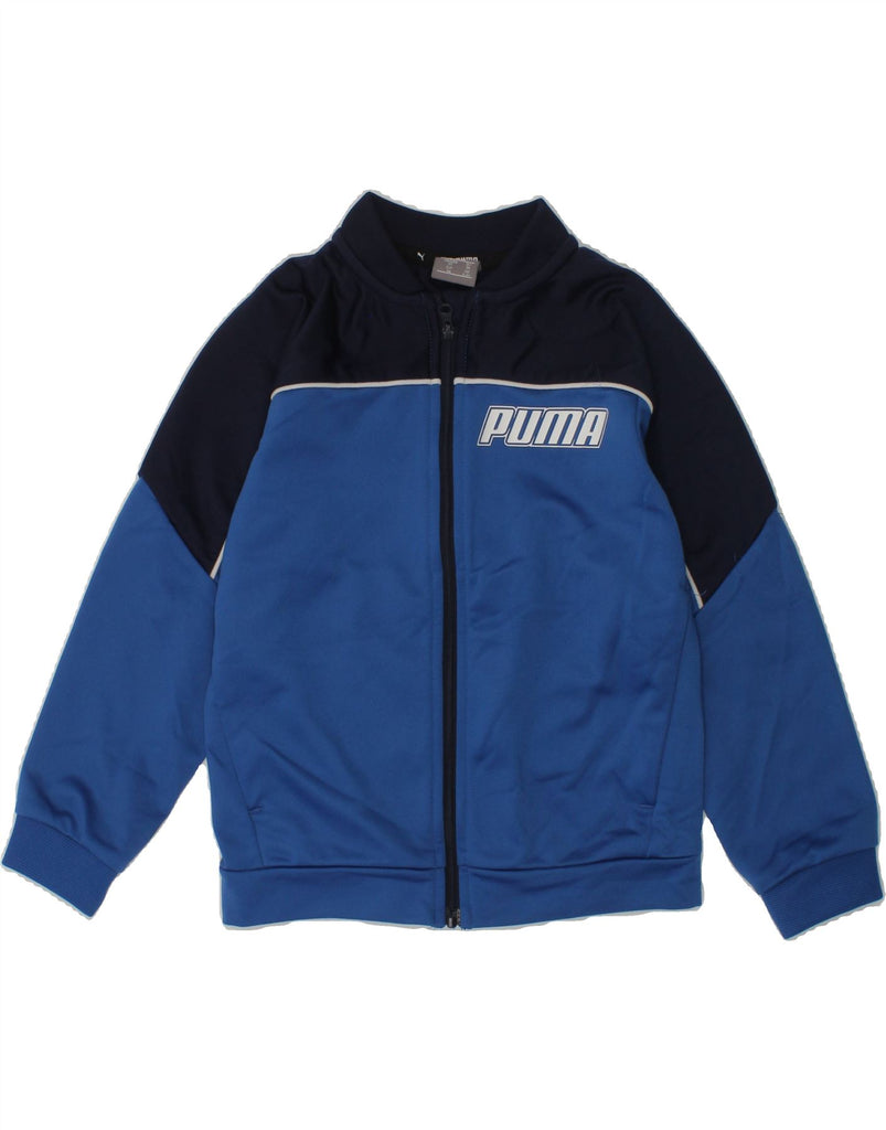 PUMA Boys Graphic Tracksuit Top Jacket 2-3 Years Blue Colourblock | Vintage Puma | Thrift | Second-Hand Puma | Used Clothing | Messina Hembry 