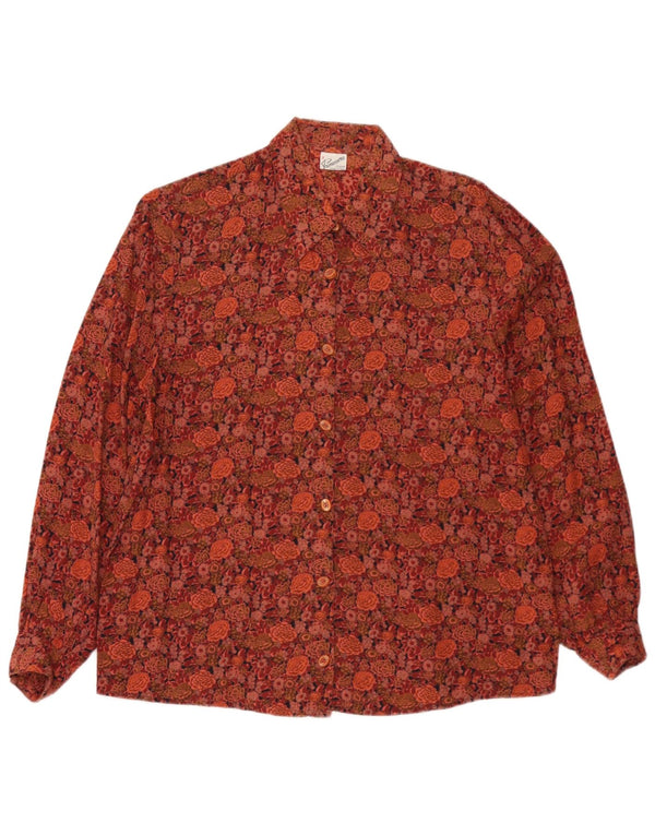 Primavera Firenze Womens Oversized Shirt UK 16 Large Brown Floral Viscose