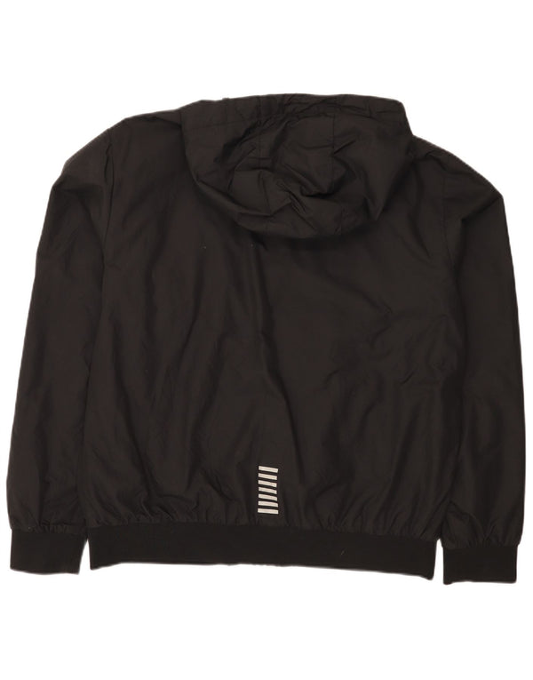 Emporio Armani Mens Hooded Rain Jacket UK 42 XL Black Polyamide
