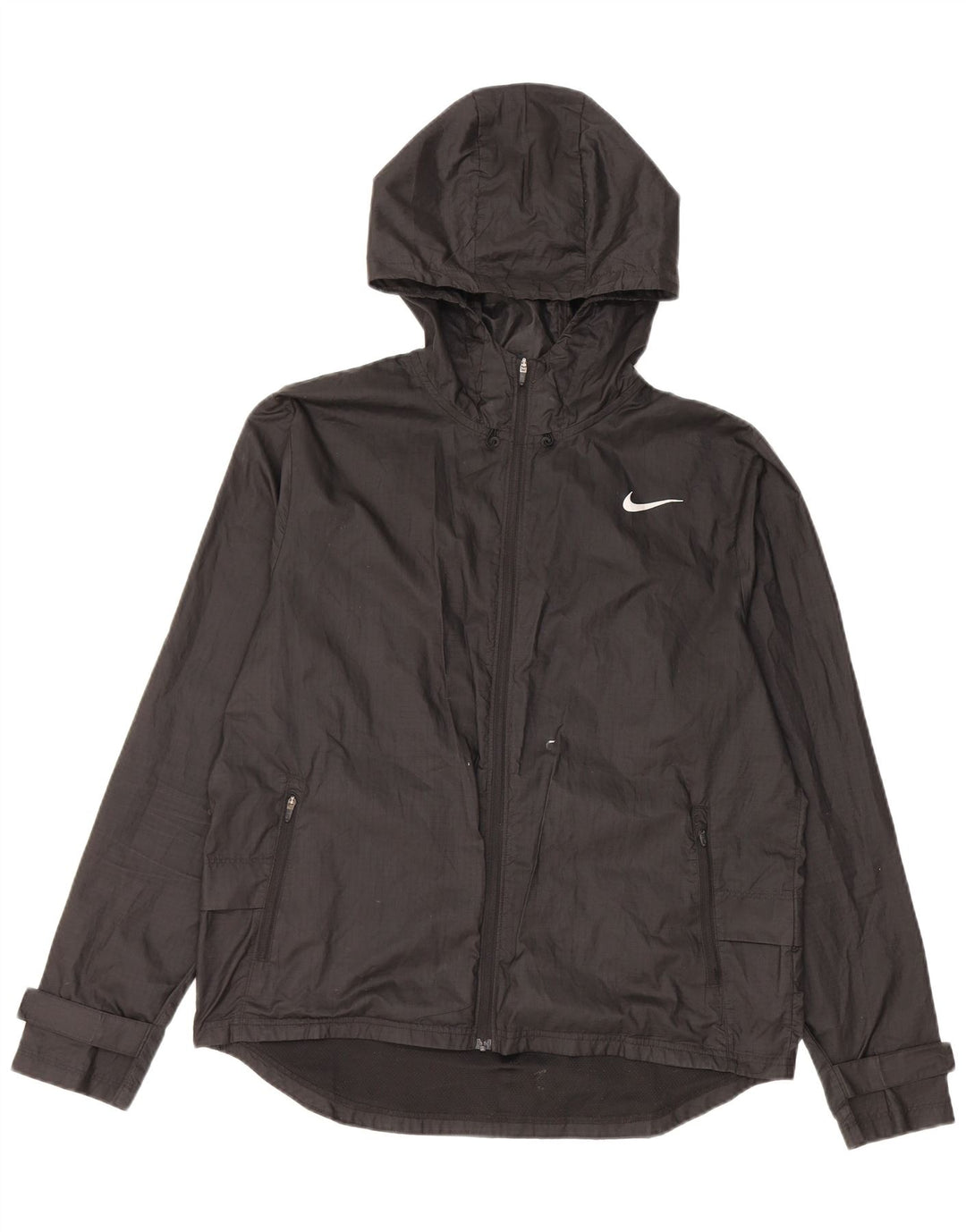 Nike Womens Hooded Rain Jacket UK 14 Medium Black Polyester