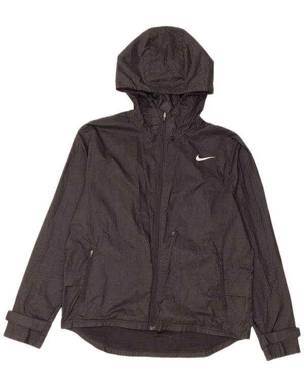 Nike Womens Hooded Rain Jacket UK 14 Medium Black Polyester