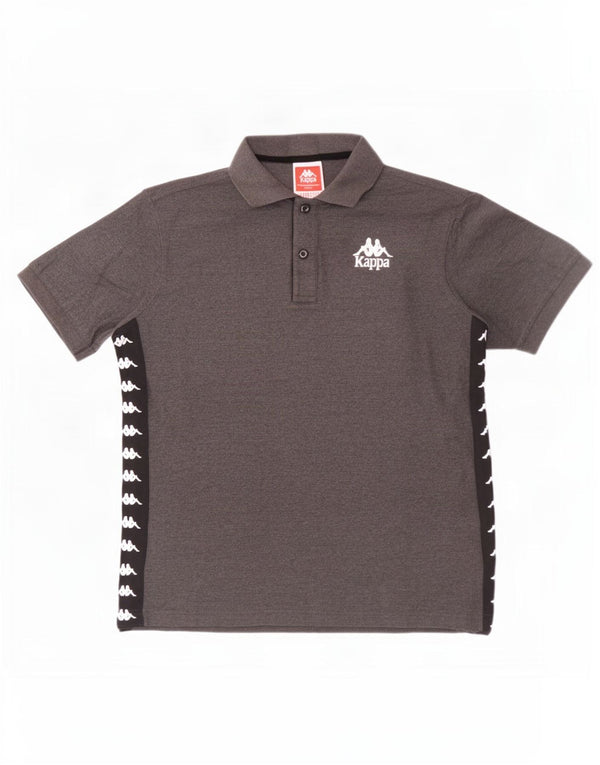 Kappa Mens Graphic Polo Shirt Large Grey Colourblock Cotton