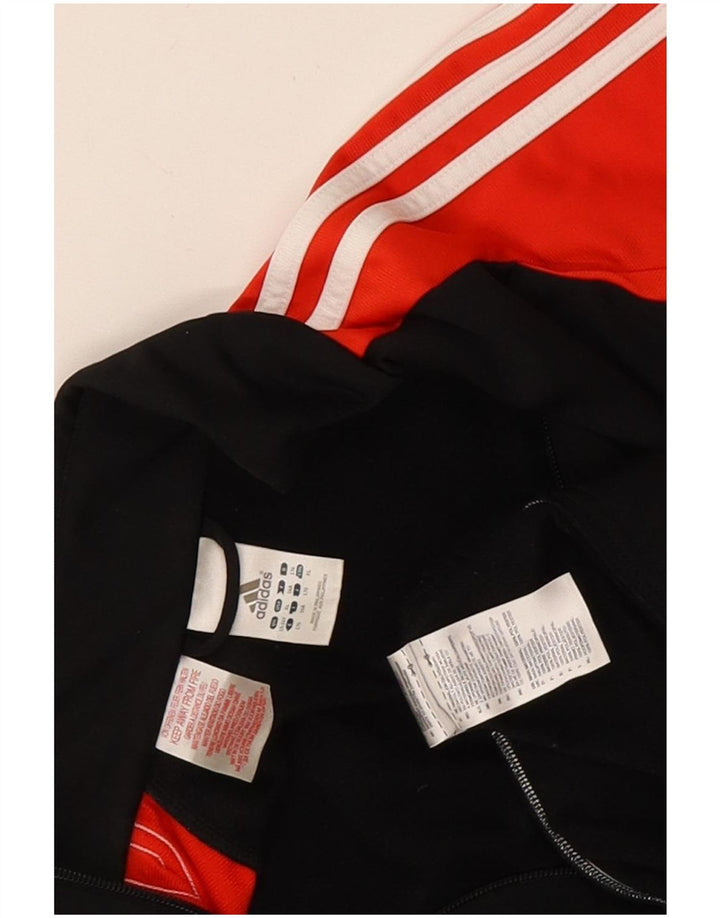 Adidas Boys Tracksuit Top Jacket 15-16 Years Black Colourblock Polyester