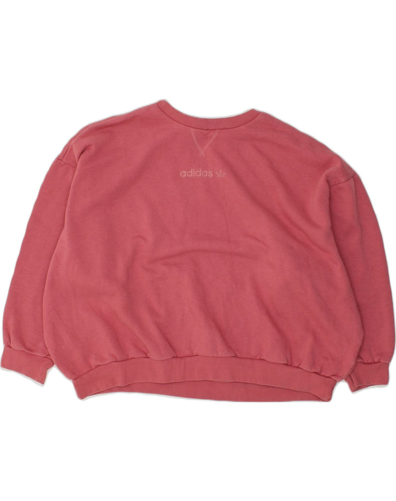 ADIDAS Womens Oversized Sweatshirt Jumper UK 14 Large Pink Cotton | Vintage Adidas | Thrift | Second-Hand Adidas | Used Clothing | Messina Hembry 