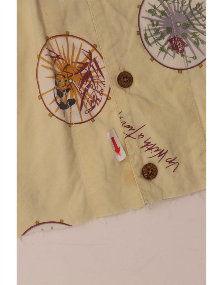 Tommy Bahama Mens Short Sleeve Abstract Pattern Shirt Medium Yellow Beach